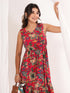 Janasya Women's Pink Pure Cotton Floral Printed Fit & Flare Dress
